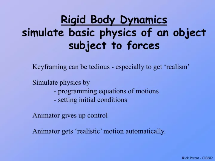 rigid body dynamics simulate basic physics