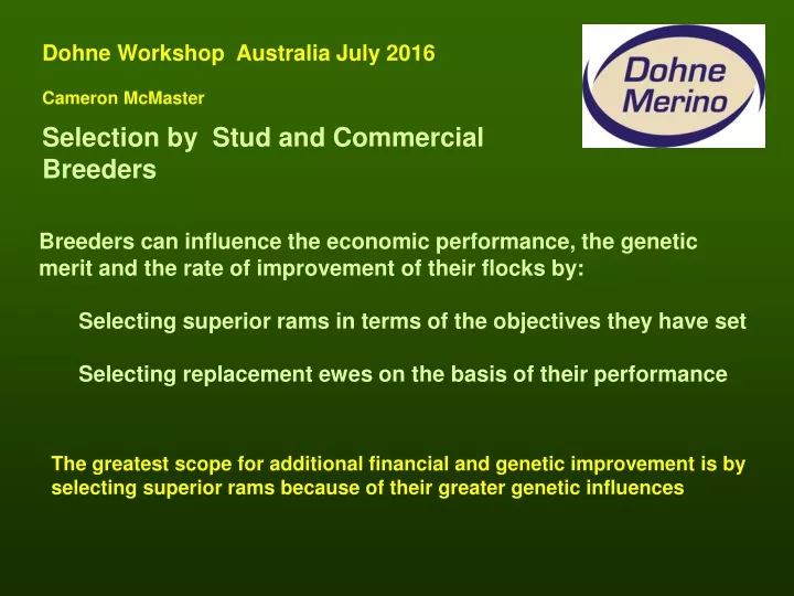 dohne workshop australia july 2016 cameron
