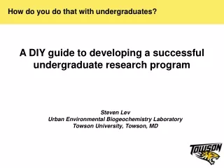 A DIY guide to developing a successful undergraduate research program