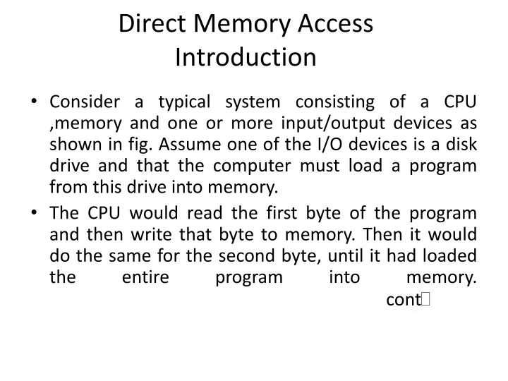 direct memory access introduction