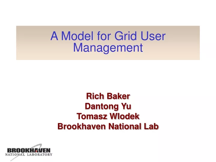 a model for grid user management
