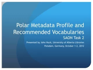 Polar Metadata Profile and Recommended Vocabularies SAON Task 2