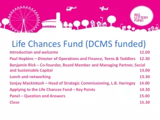 Life Chances Fund (DCMS funded)