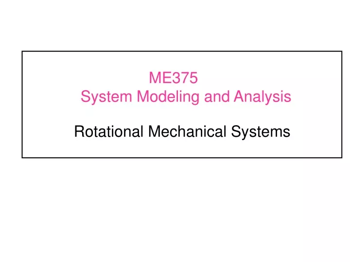 me375 system modeling and analysis