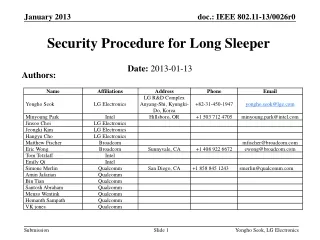 Security Procedure for Long Sleeper