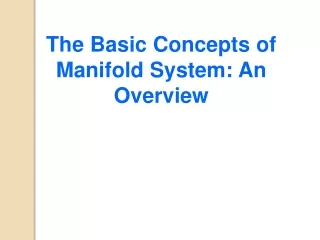 The Basic Concepts of Manifold Sy stem: An Overview