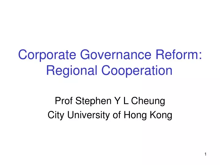 corporate governance reform regional cooperation