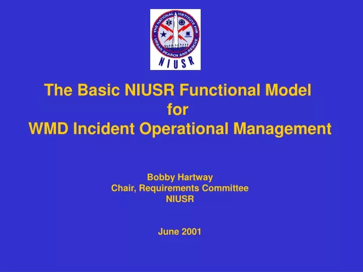 the basic niusr functional model for wmd incident