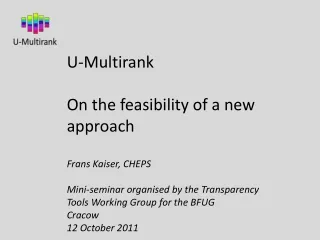 U-Multirank On the feasibility of a new approach