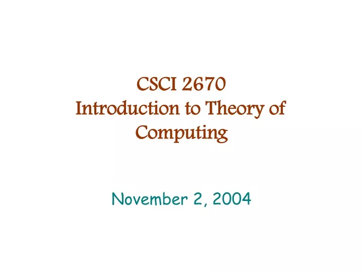 csci 2670 introduction to theory of computing