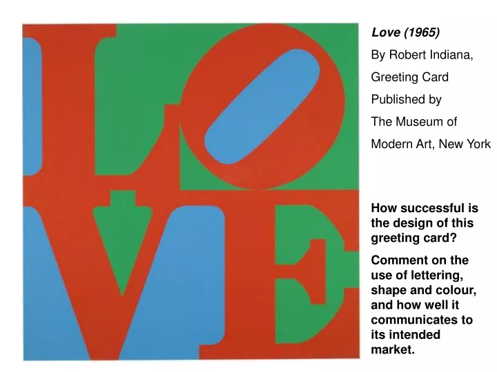 love 1965 by robert indiana greeting card