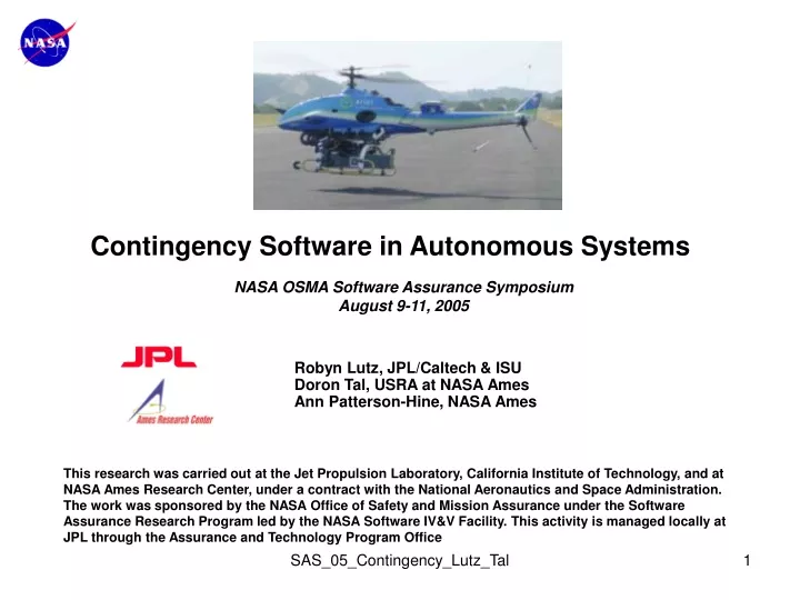 contingency software in autonomous systems