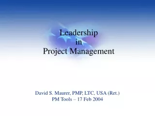 Leadership in  Project Management