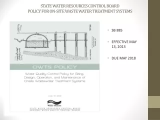 STATE WATER RESOURCES CONTROL BOARD POLICY FOR ON-SITE WASTE WATER TREATMENT SYSTEMS