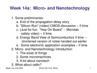 Week 14a:  Micro- and Nanotechnology