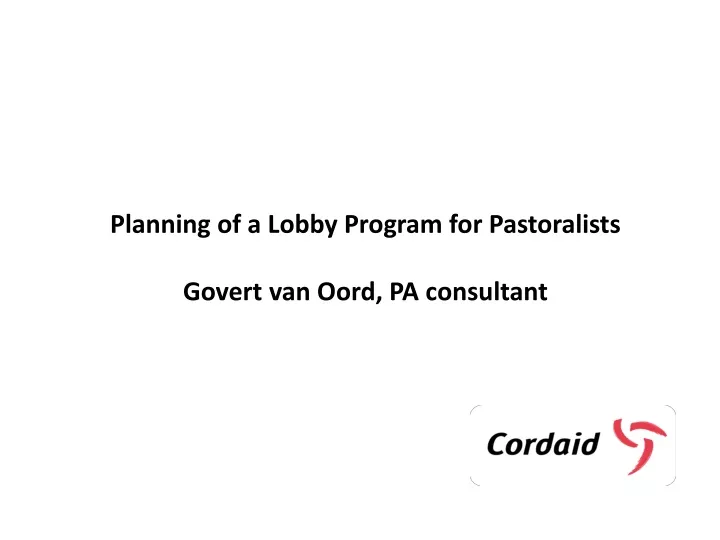 planning of a lobby program for pastoralists