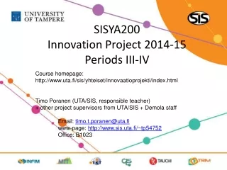 SISYA200 Innovation Project 2014-15 Periods III-IV