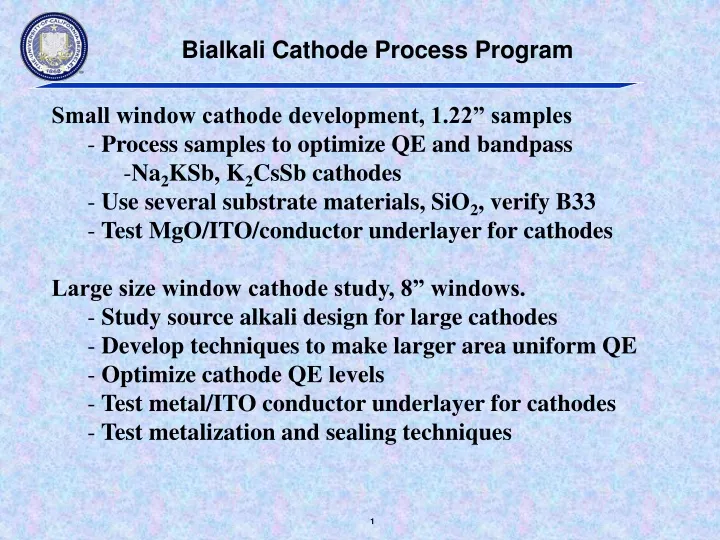 bialkali cathode process program