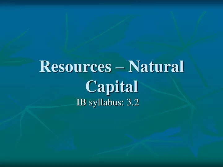 resources natural capital