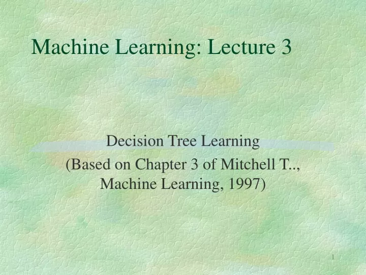 machine learning lecture 3
