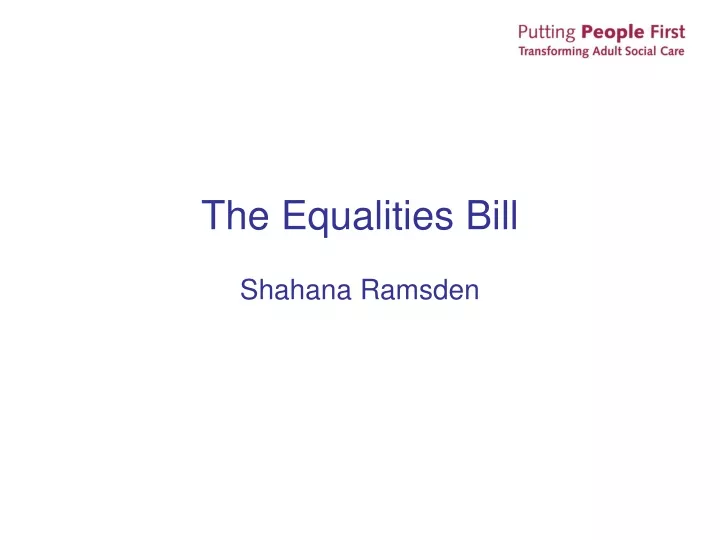 the equalities bill shahana ramsden