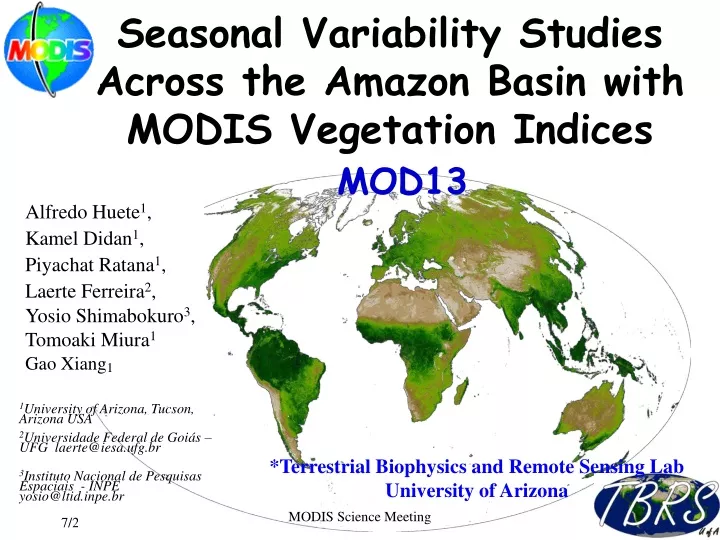 seasonal variability studies across the amazon basin with modis vegetation indices