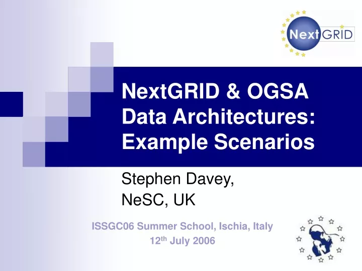 nextgrid ogsa data architectures example scenarios