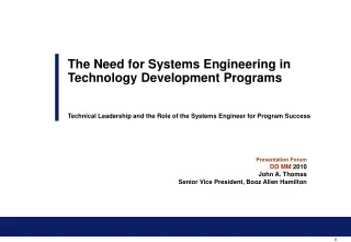 Presentation Forum DD MM  2010 John A. Thomas   Senior Vice President, Booz Allen Hamilton