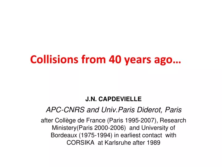 collisions from 40 years ago