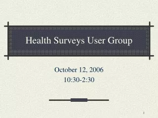 Health Surveys User Group