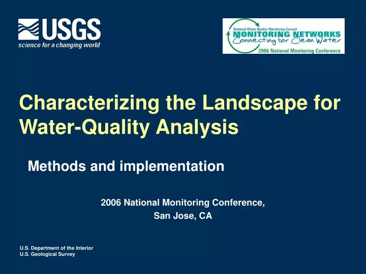 characterizing the landscape for water quality analysis