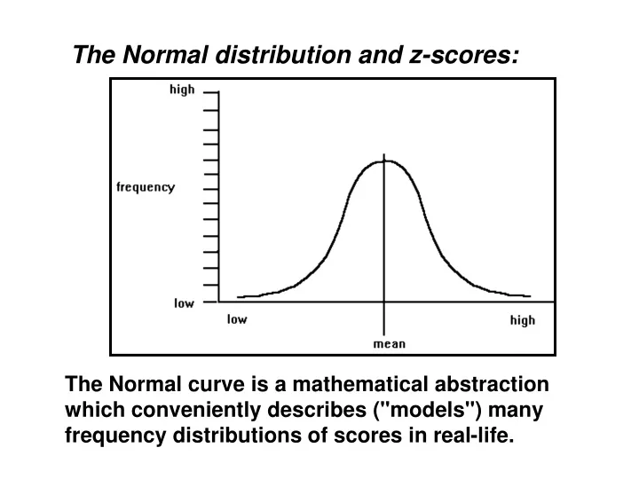 the normal distribution and z scores