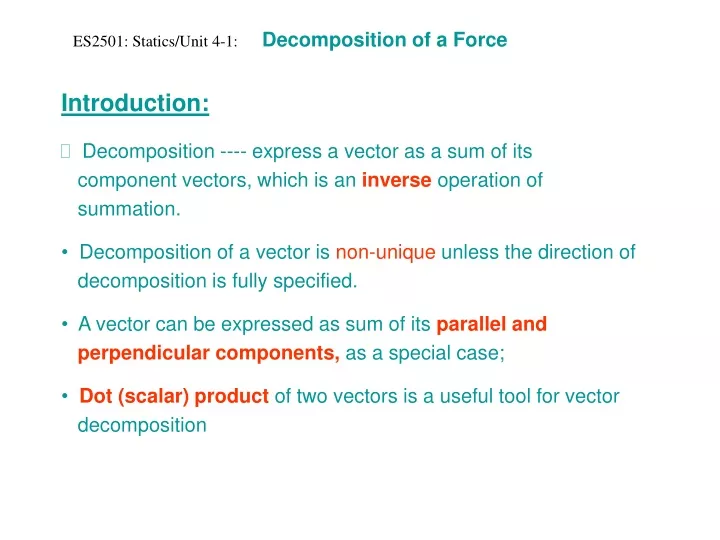 es2501 statics unit 4 1 decomposition of a force