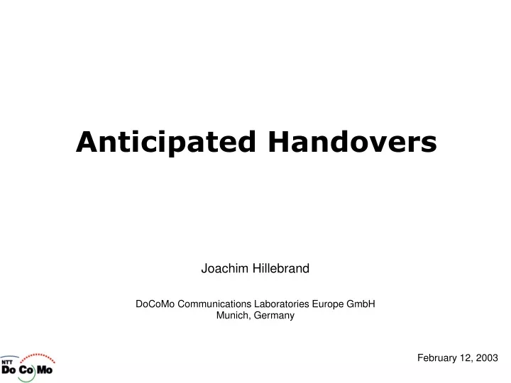 anticipated handovers
