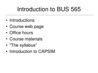 Introduction to BUS 565