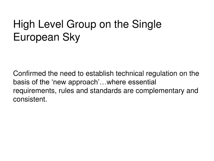 high level group on the single european
