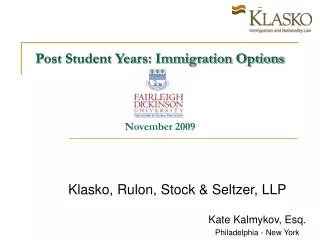 Post Student Years: Immigration Options November 2009