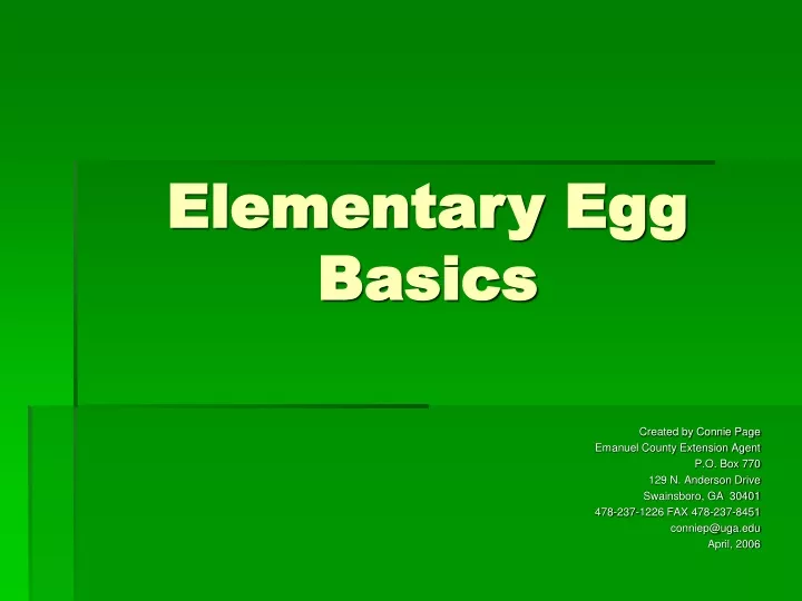 elementary egg basics