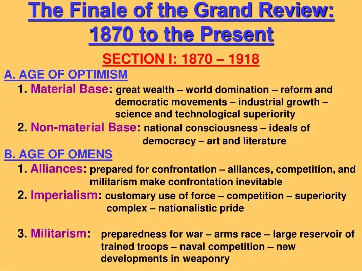 the finale of the grand review 1870 to the present