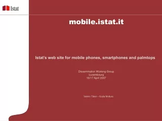 Istat’s web site for mobile phones, smartphones and palmtops