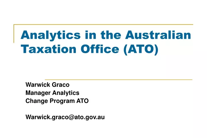 analytics in the australian taxation office ato