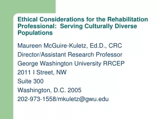 Maureen McGuire-Kuletz, Ed.D., CRC Director/Assistant Research Professor
