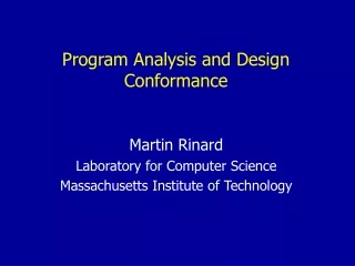Program Analysis and Design Conformance