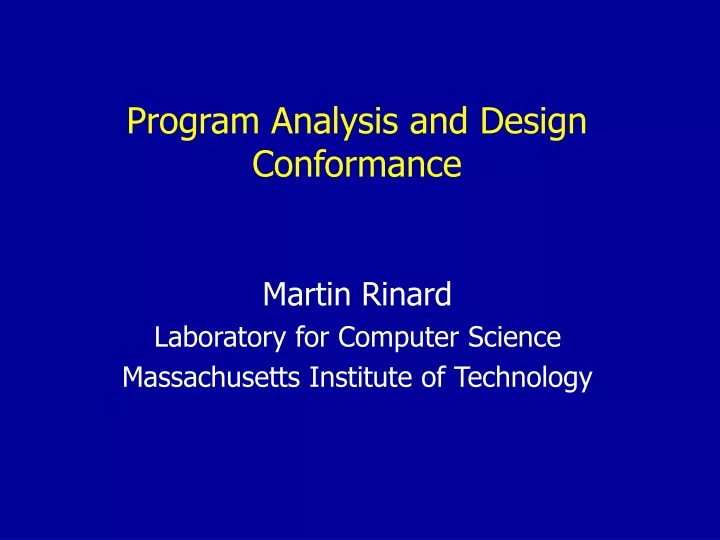 program analysis and design conformance
