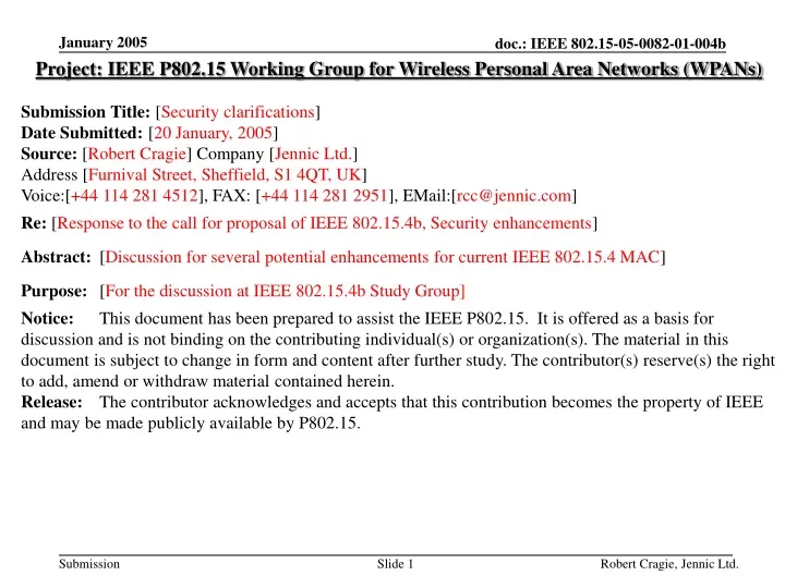 project ieee p802 15 working group for wireless