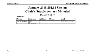 January 2018 802.11 Session Chair’s Supplementary Material