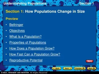 Section 1:  How Populations Change in Size