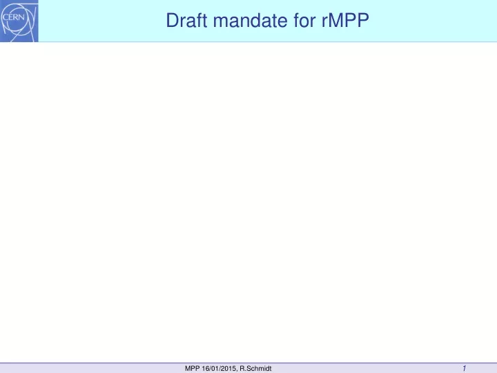 draft mandate for rmpp