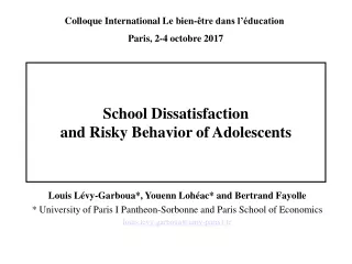 School Dissatisfaction and Risky Behavior of Adolescents