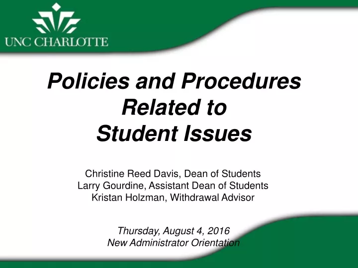 policies and procedures related to student issues